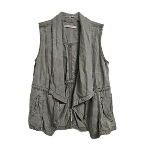 Max Jeans Olive Green Army Drape Cargo Utility Vest Women's Medium Bohemian‎ EUC